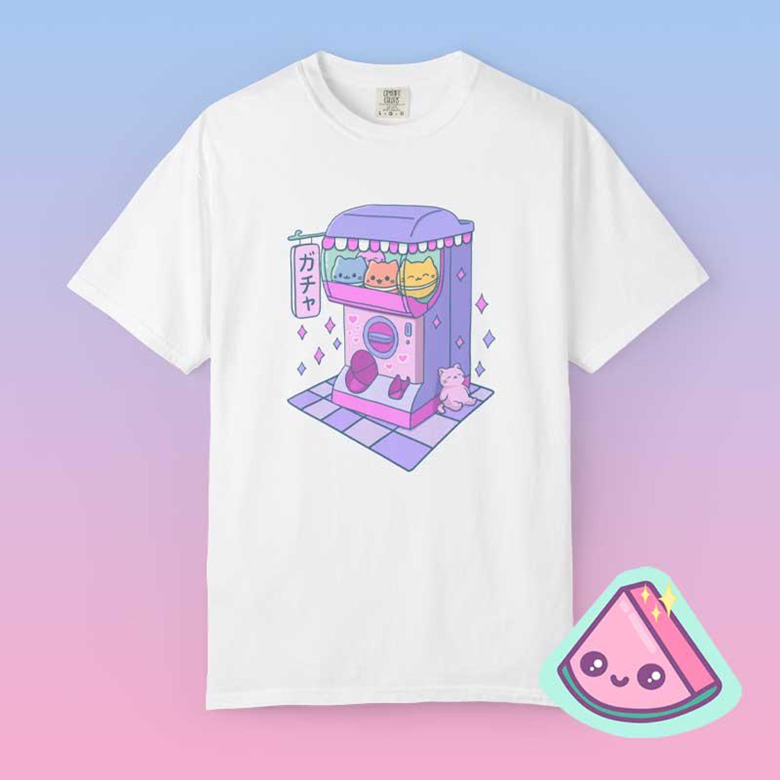 Yume Kawaii Cat Shirt – Cute Gacha Capsule Machine Tee | Pastel Harajuku Graphic T-Shirt S