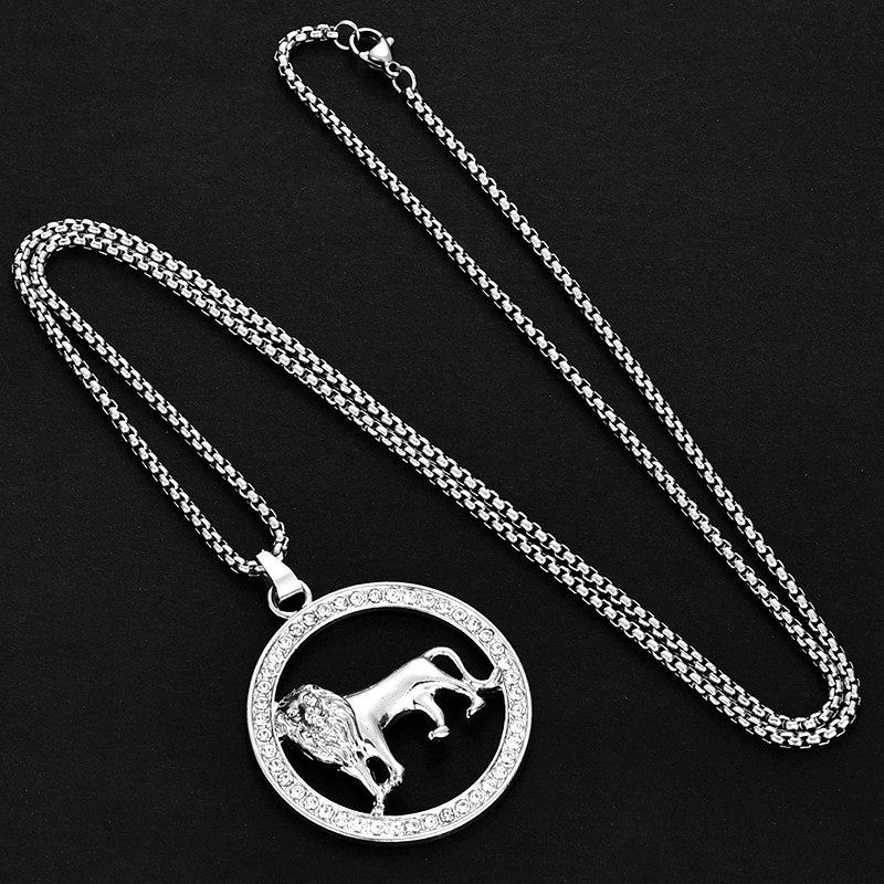 Animal Pendant Necklace, European and American Hip-hop Style Retro Trendy Lion Pendant Accessory