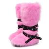 Faux Fur Snow Boot for Women Winter Warm Fluffy Long Furry Long Boots Women's Outdoor Fuzzy Knee-High Boots Plush Warm Snow Shoes for Outdoor Indoor
