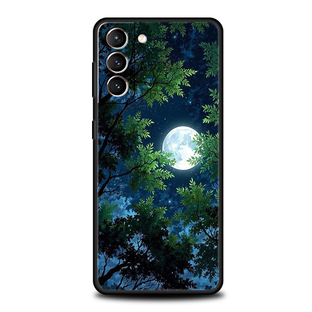 Mond am Ast Handyhülle für Samsung Galaxy S25 S24 S23 S22 S20 Ultra S21 FE 5G S10 Plus S10E Weiche TPU-Hülle