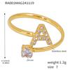 Qiong Yao 26-Letter Zircon Inlaid Jewelry Set: Gold-Plated Titanium Steel Necklace, Bracelet, Ring, and Stud Earrings.