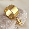 Anello Pendente Personalità in Acciaio Inossidabile per Donne Uomini Stile Misto Lusso Leggero Fascino Anello Aperto Gioielli da Festa Regolabile