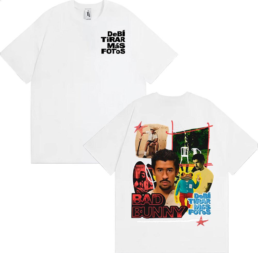 Rapper Bad Bunny Debi Tirar Mas Fotos DTMF Album Tshirts Men Women Fashion Retro Short Sleeve T Shirt 100 Cotton Loose Tshirt