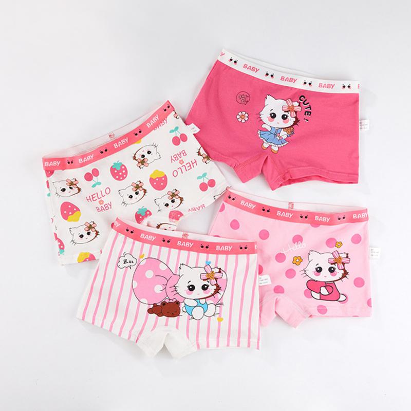 4pcs Girls' Panties Cotton Kids Briefs Underpants Children's Underwear