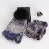 New Fashion Knitted Good Elastic Real Fur Scarf Hat Sets Women Winter Warm Natural Rex Rabbit Fur Scarves Hats Sets