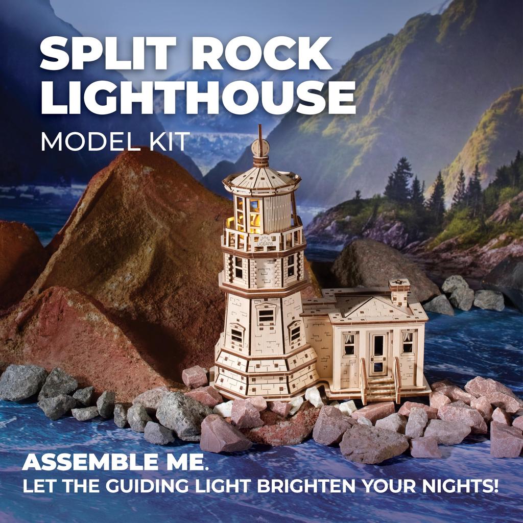 Ugears Split Rock Lighthouse Puzzle Wooden Craft Model No Glue or Tools Required - -