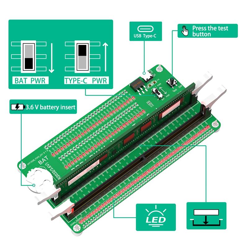 AD23-DDR4 Memory Tester With Long Latch, With LED Indicators For Desktop Computer Parts