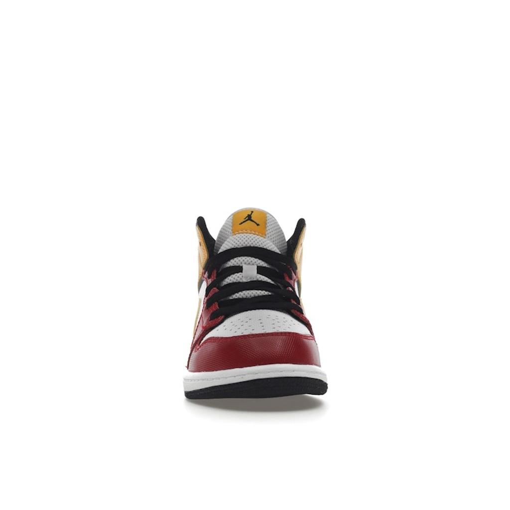 Air Jordan 1 Mid SE PS Motorsport Kids Sneakers White Black University-Gold DJ0337-067