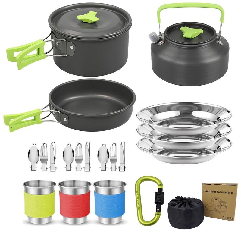 ZISIZ Outdoor Camping Cookware Set with Teapot