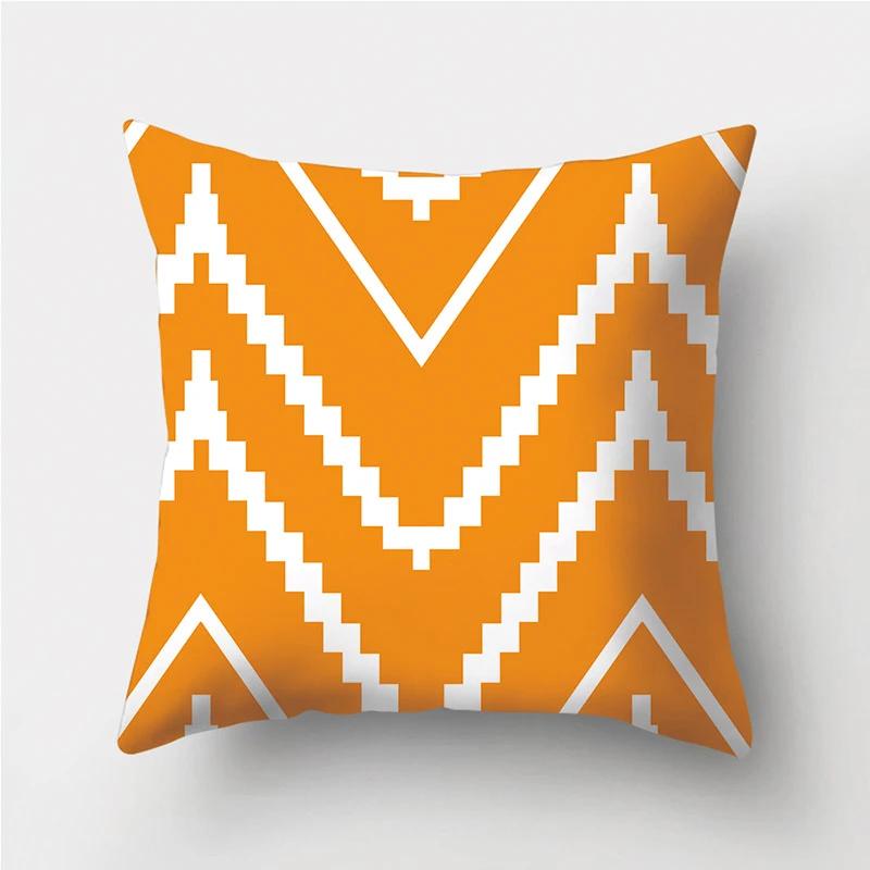 Orange Geometric Pattern Decorative Cushions Pillowcase Polyester Cushion Cover Throw Pillow Sofa Decoration Pillowcover 40923