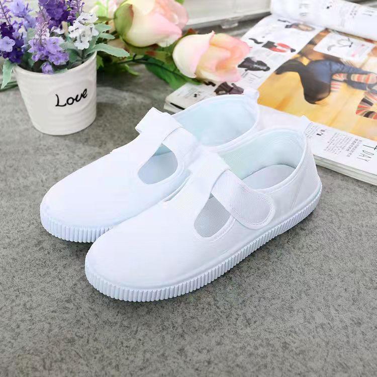 New children's indoor canvas shoes, non-slip soft-soled dance shoes, comfortable and wear-resistant little white shoes, the same for men and women