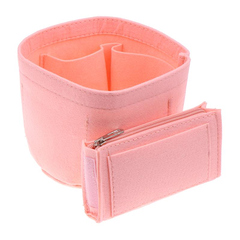 2 Style Felt Cloth Insert Bag Organizer Makeup Round Organizer Travel Inner Cosmetic Bags