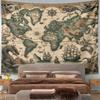 Vintage Fantasy World Map Tapestry Wall Hanging Dragons Sea Monsters Art Decor for Bedroom Living Room