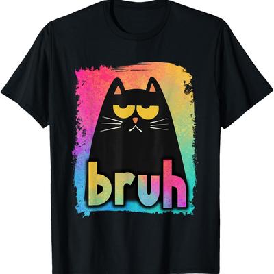 Funny Cat Bruh For Teens Boys Girls Men Women Meme Graphic T-Shirt(2)