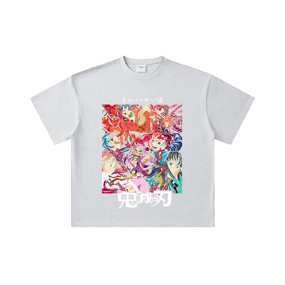 260 GSM Double Yarn 32 Count 100% Cotton Demon Slayer V26 Print Unisex Heavy Cotton T Shirt