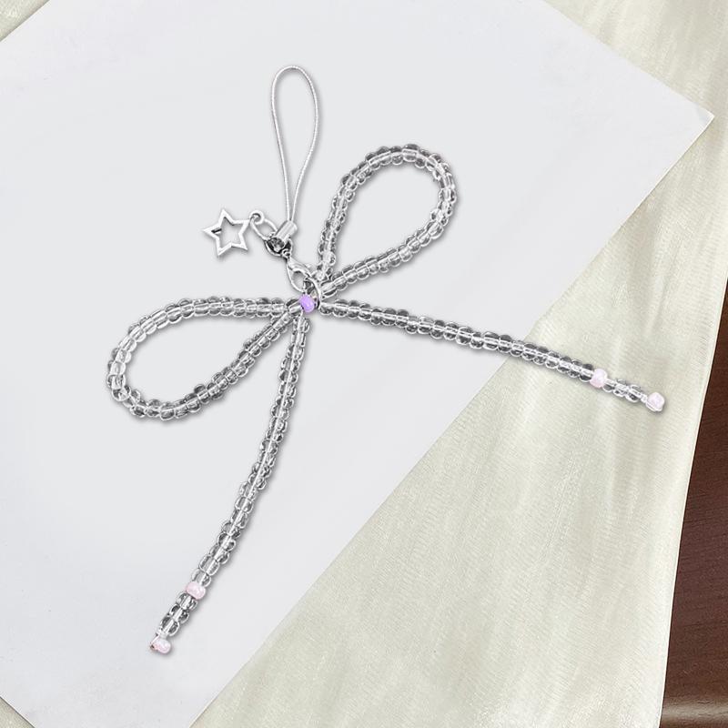 Korean Sweet Pearl Bow Keychain Heart Pendant Keyring Y2K Aesthetic Key Holder For Girls Bag Pendant Accessories