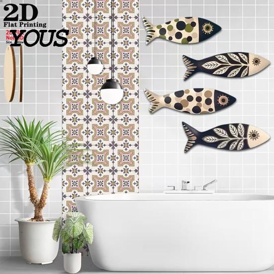 Lightweight Wall Decoration 4Pcs Wooden Fish Decor, Rustic Farmhouse Ocean Art, Vintage Waterproof Beach Nautical Coastal Theme Decor for