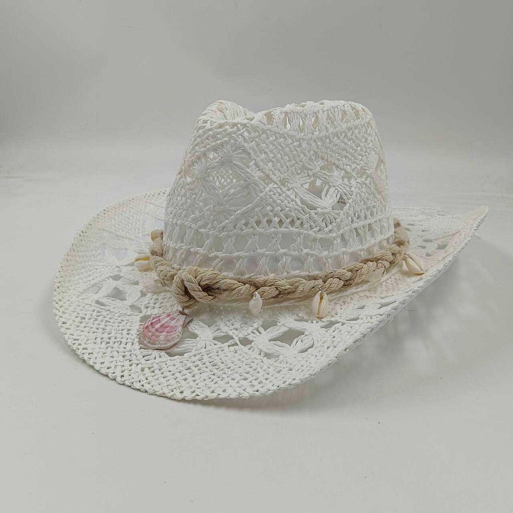 Corn Husk Material Straw Hat Western Cowboy Hat Spring and Summer Men and Women Panama Sun Hat Elegant Cowboy Straw Hat