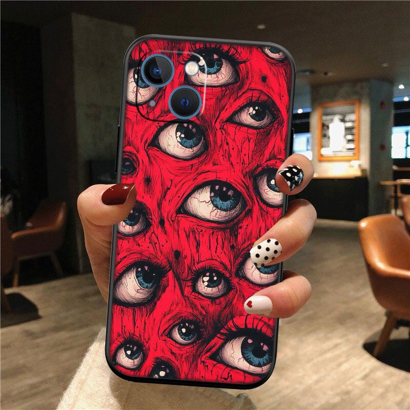 IK62 Spooky Scary Face Eyes New High-End Shell Phone Case for iPhone SE X XS XR 16E 17 11 Pro Max 8 7 6 6s Plus Air