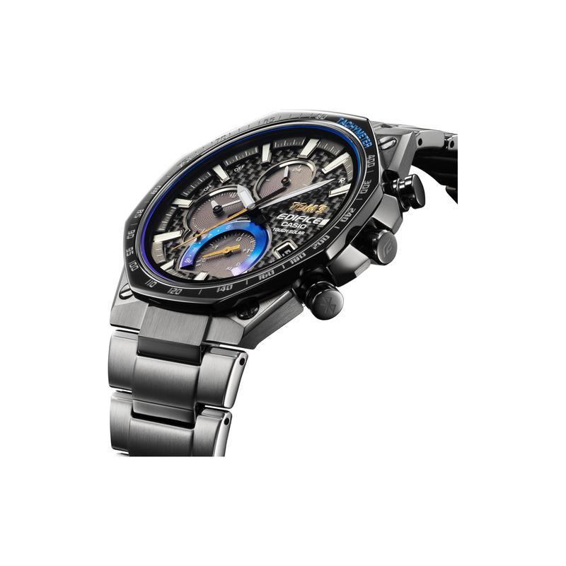 Casio EDIFICE Series Fully Automatic Calendar Solar Quartz Movement Stainless Steel Strap Japanese and Korean Watch Men's Watch Black EQB-1100TMS-1AJR