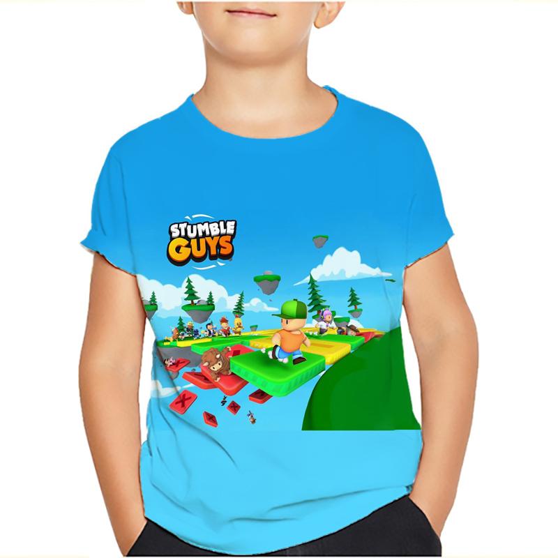 Çocuklar Stumble Erkekler Tişörtleri Stumble Oyunu Karikatür 3D Baskı Kısa Kollu Erkek/Kız O-Yaka Moda Tişört Erkek Çocuk Tişörtleri Üstler Giyim