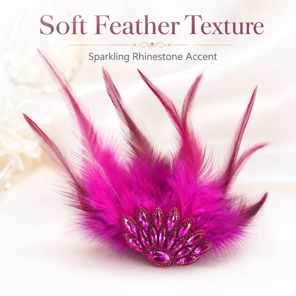 Handmade Rhinestone Feather Brooch Gothic Style Groom's Chest Flower Party Accessory