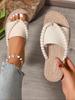Women's Slippers Summer 2025 Soft Sole Outwear Beach Slippers Flat Bottom Pearl String Flip Flops Size43 Pantuflas Mujer