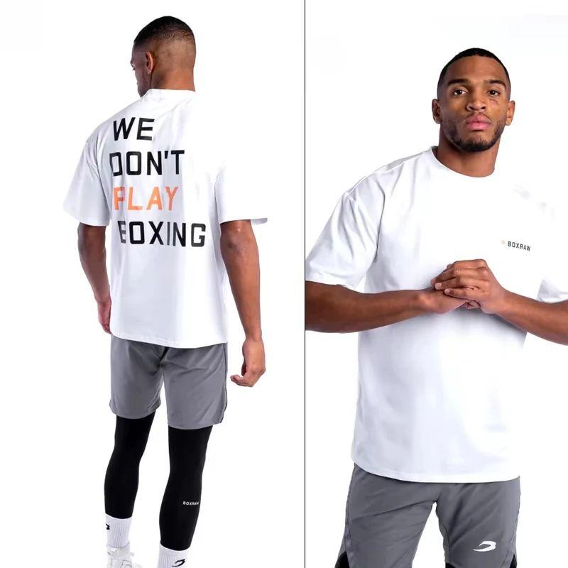 

Спортивный фитнес модный тренд футболка с коротким рукавом для занятий спортом в помещении и на открытом воздухе с принтом, топ для интервью, повседневная свободная уличная одежда унисекс 4XL