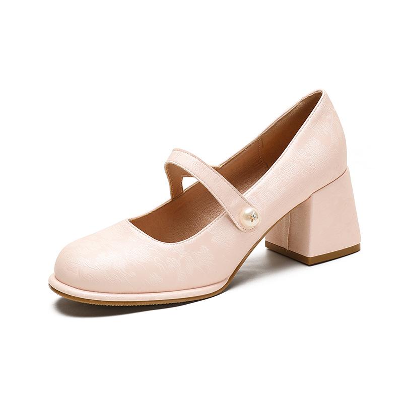 

Leather flat for Huizhou women s shoes grape mother same single shoes French spring new Mary Jane shoes high heels 40