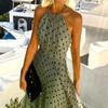 Rochie halter pentru femei, sexy, cu tiv larg, cu imprimeu cu buline, rochie pentru banchet