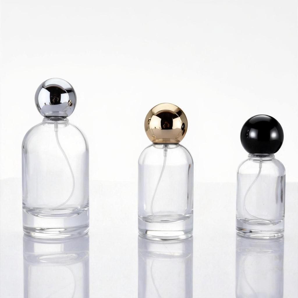 Transparent Cylindrical Glass Perfume Bottle with Bayonet Screw Cap