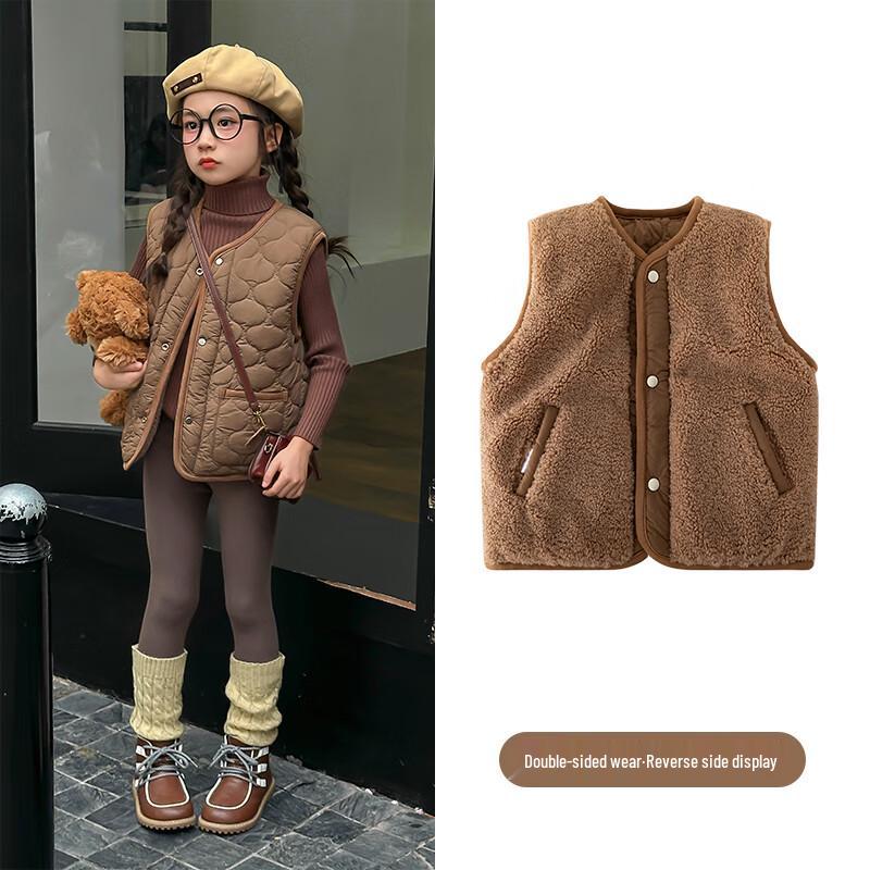Двусторонний флисовый жилет для девочек 130