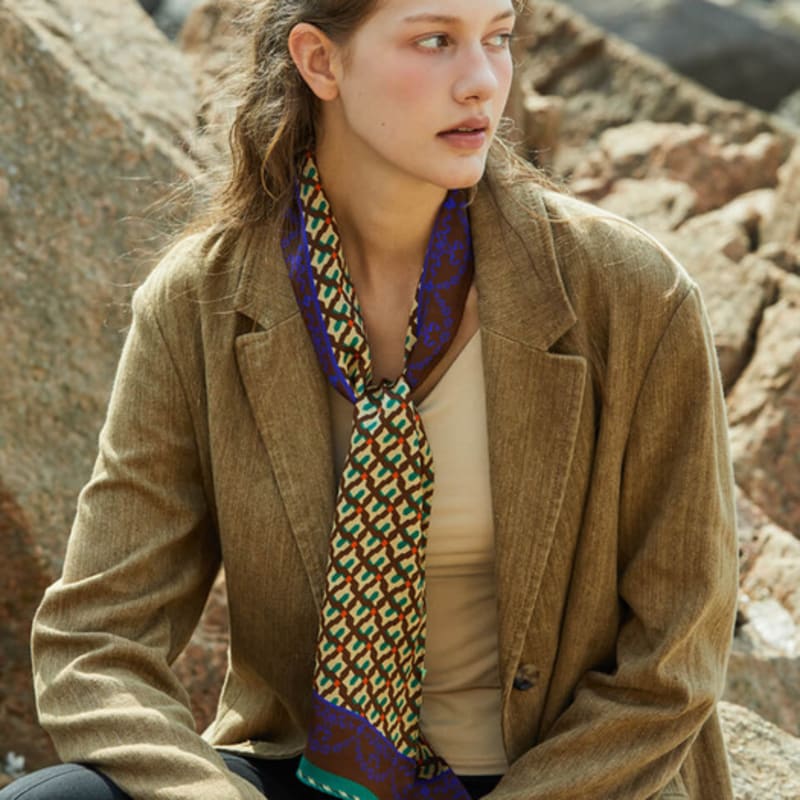 ANA MAISON Pleasant Retro Long Petit Silk Scarf [PML-1429]