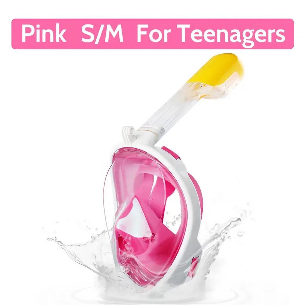 Silicone Full Face Snorkel Mask 180 Degree View Anti Fog Leak Proof Breathing Tube Camera Mount Swimming Safety Gear
