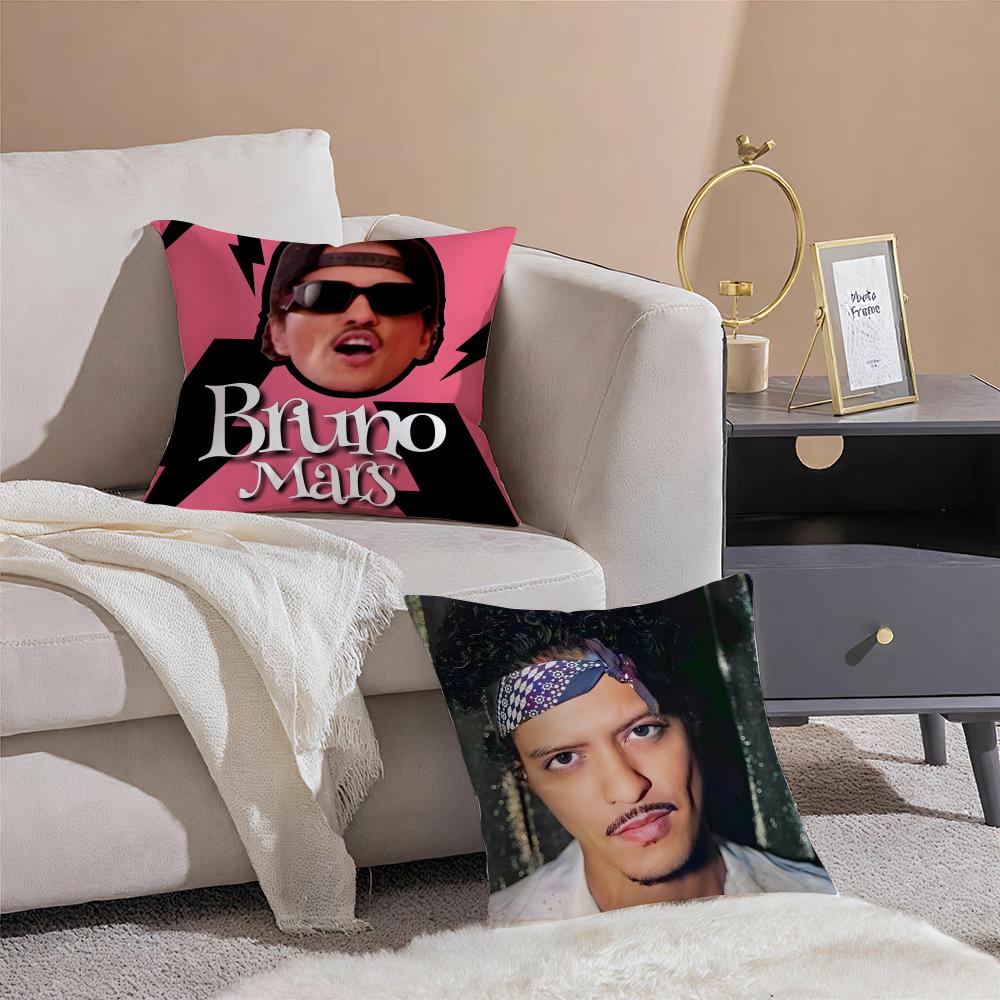 Classic Pop American Singer BBruno Mars Cushion Cover Pillowcase Short Plush Invisible zipper Room Sofa Cushion Cover
