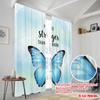 2pcs 2D Flat Printing Party Window Curtains Butterfly Strength Polyester Without Electricity Birthday Party Use for Gold Wall