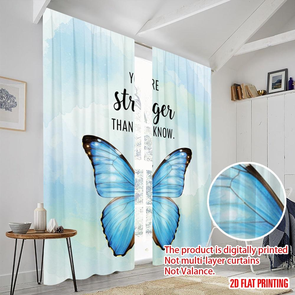 2pcs 2D Flat Printing Party Window Curtains Butterfly Strength Polyester Without Electricity Birthday Party Use for Gold Wall