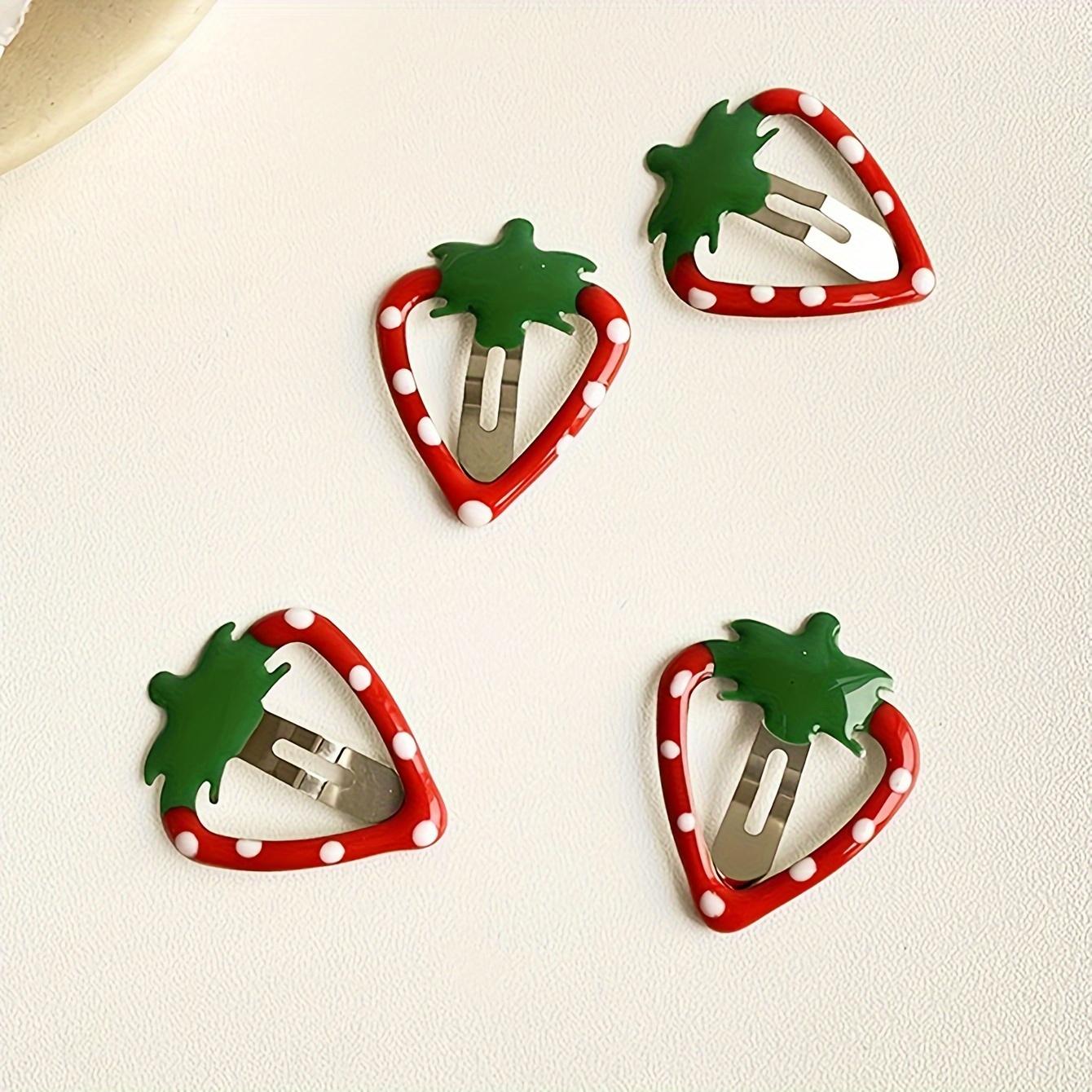 

[Strawberry Shaped] Women s Adorable Strawberry Shaped Hair Clip Set Plastic Cute Hairstyle Accessory Parties and Daily Wear