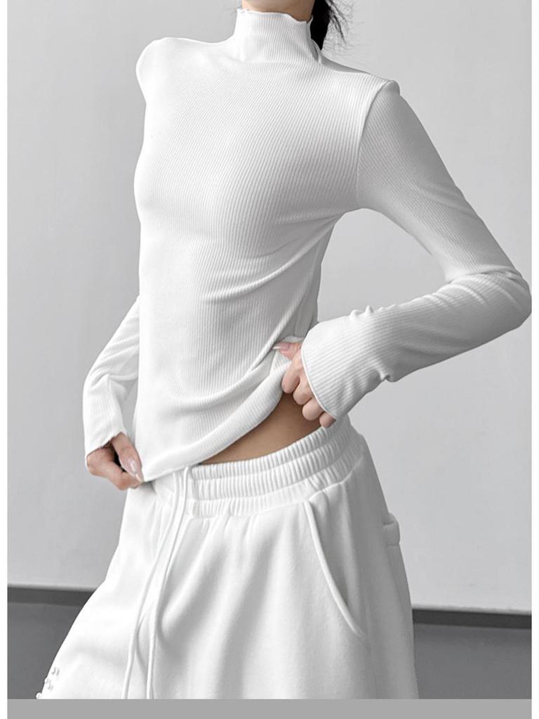 French Style Women's Luxury Knit Base Layer: 2025 Slim-Fit Long-Sleeve Top for Winter