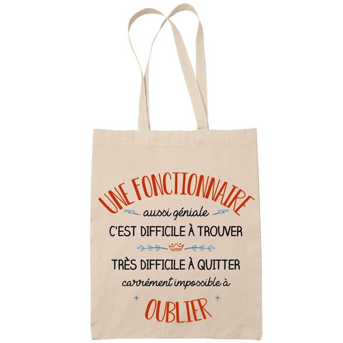 Tote bag - PLANETEE - Tote bag / Sac cabas - Coton Fairtrade - Imprimé en France - Motif « Une Fonctionnaire Aussi Géniale »