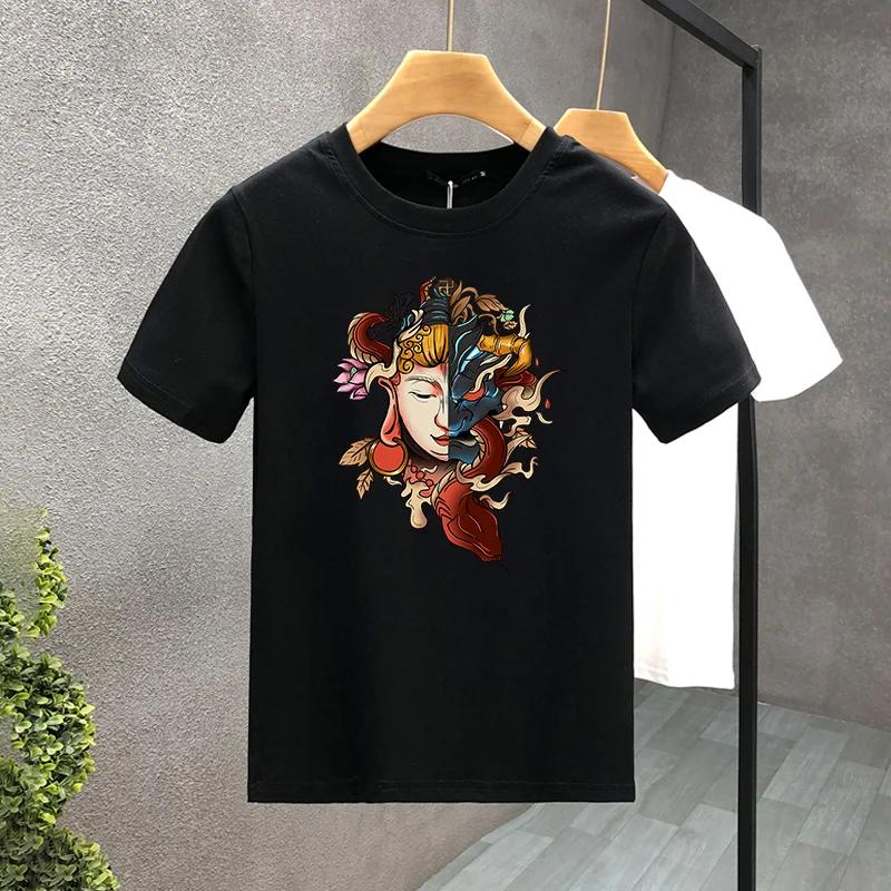 Abstract Avatar Tshirt 2026 Fashionable Mens Pure Cotton Summer Street Wear Y2K Minimalist Style Mens Tshirt Mens Clothing M