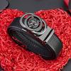 Men's Genuine Leather Belt with Lion Head Automatic Alloy Buckle