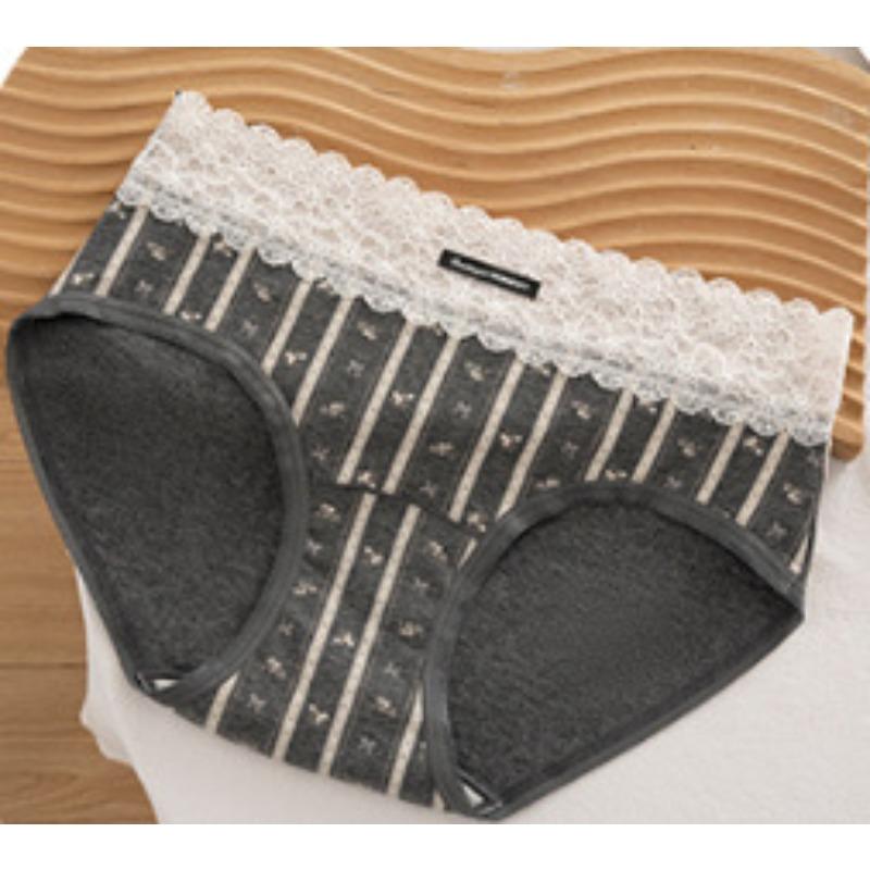 Женские Весенние и Осенние Ретро Романтичные Кружевные Антибактериальные Удобные в Бедрах Треугольные Трусики L