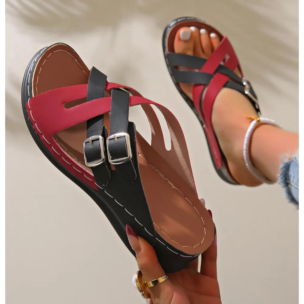 Fashion New Women Slippers Lightweight Comfortable Wedge Sandals Open Toe Anti-Slip Slippers Casual Female Platform Retro Shoes Slides
