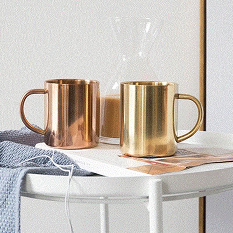 Stainless Steel 304 Copper Plated Mug Double Insulation Belt Handle Gold Coffee Cup Storage