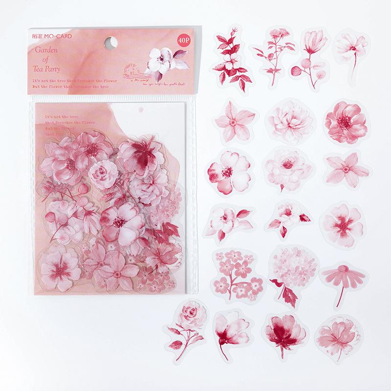 40 unidades/pacote como densidade de luz série adesivo pet transparente planta flor adesivo decoração scrapbooking colagem myy