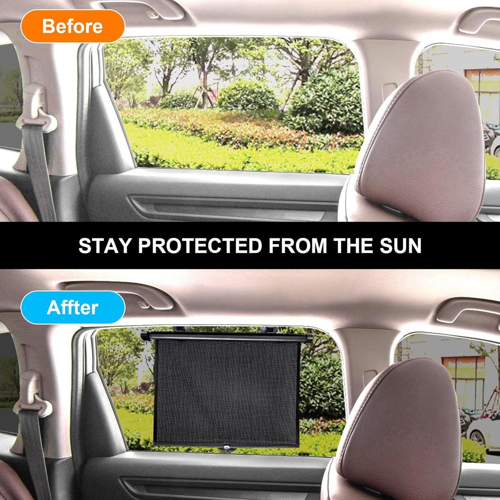 2 Pack Window Sun Shades Retractable Car Curta Window Covers Protect Baby Kids Sun Shade For Car Window UV And Sun Glare Protection Accessories 20" X