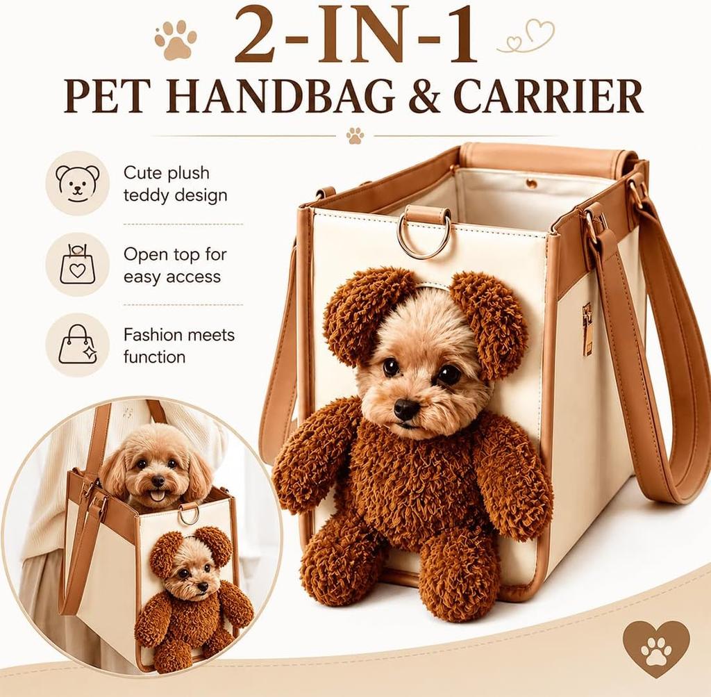 Tragbare Niedliche und Großvolumige Haustiertaschen Für Unterwegs Die Bärenplüsch-Hundeschultertasche Ermöglicht Dem Haustier, Seinen Kopf Herausstrecken