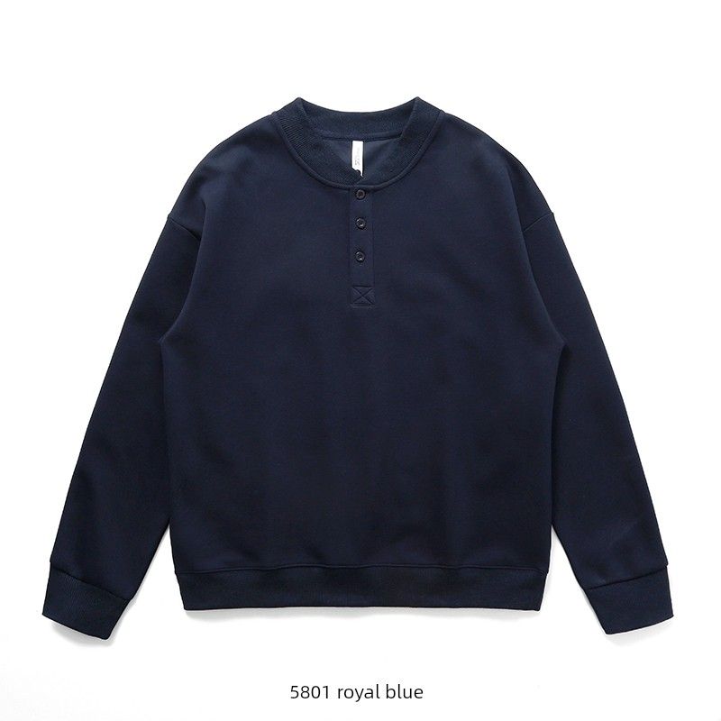 American vintage Tough Guy Henry Collar Hoodie Men's 2024 New Spring and Autumn Long sleeve Foreign Trade Men's Casual Outerwear