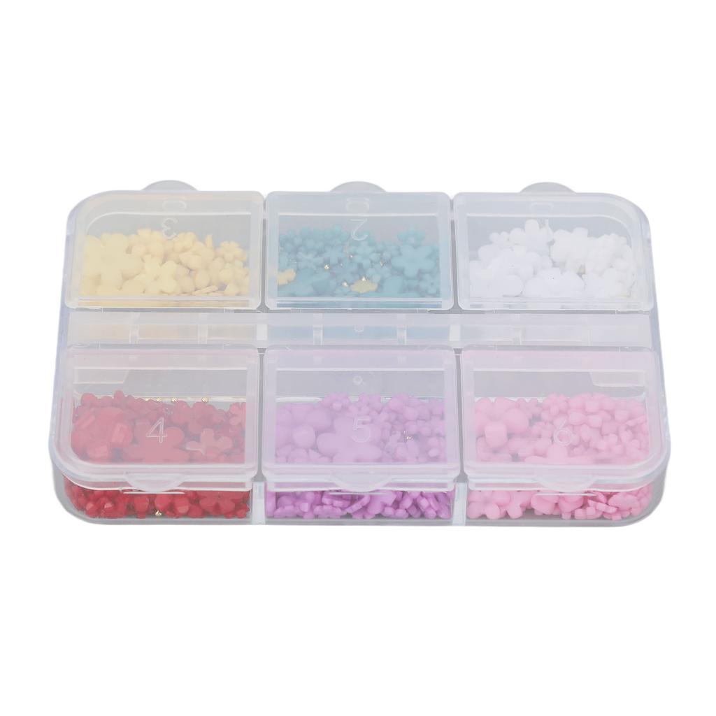 3D Flowers Nail Art Decorations 6 Colors Resin Nail Art Supplies for Home DIY Craft Nail Salons